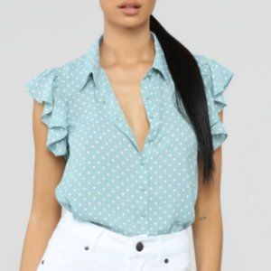 Fashion Nova polka dot short sleeve blouse